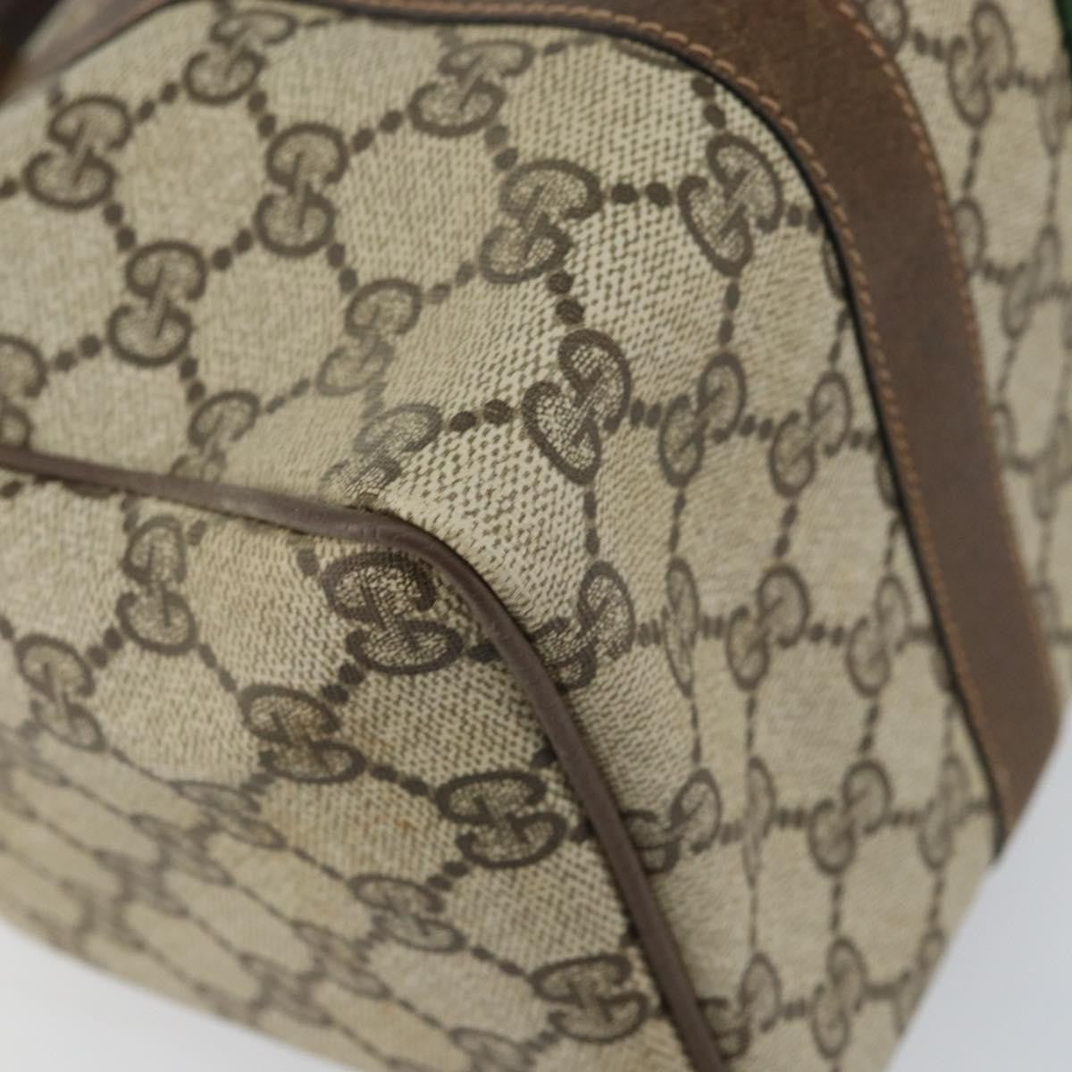 Gucci GUCCI GG Supreme Web Sherry Line Boston Bag PVC Beige Gold 010 378 Authentic 159328