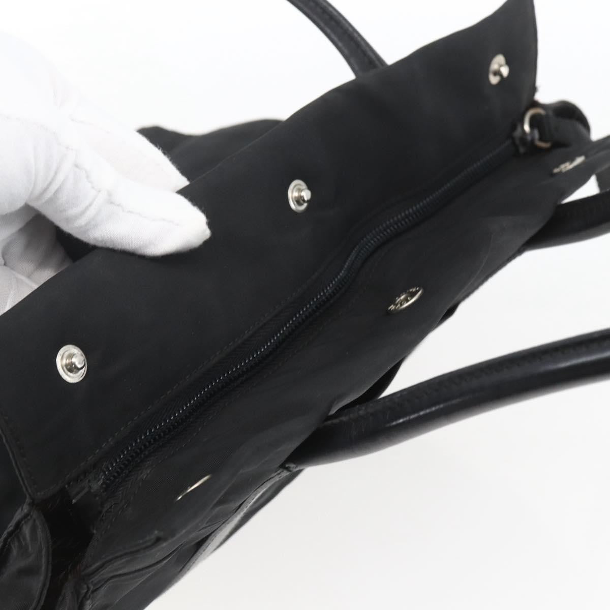 Prada PRADA Hand Bag Nylon Black Silver Authentic 153784