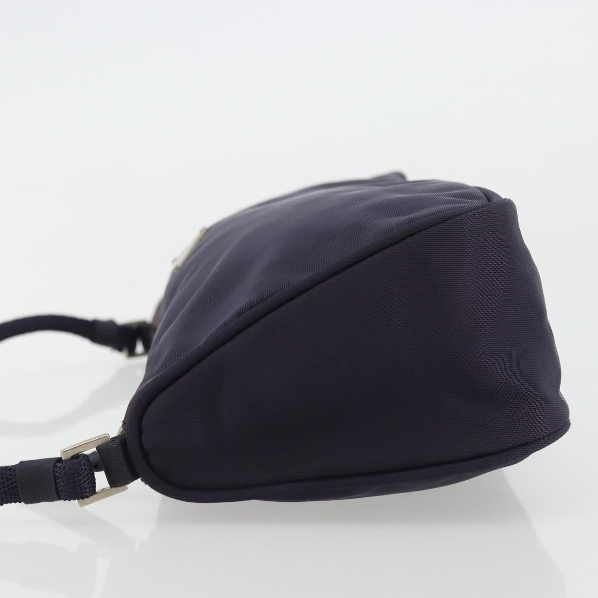 Prada PRADA Pouch Hand Bag Nylon Purple Silver Authentic 175303