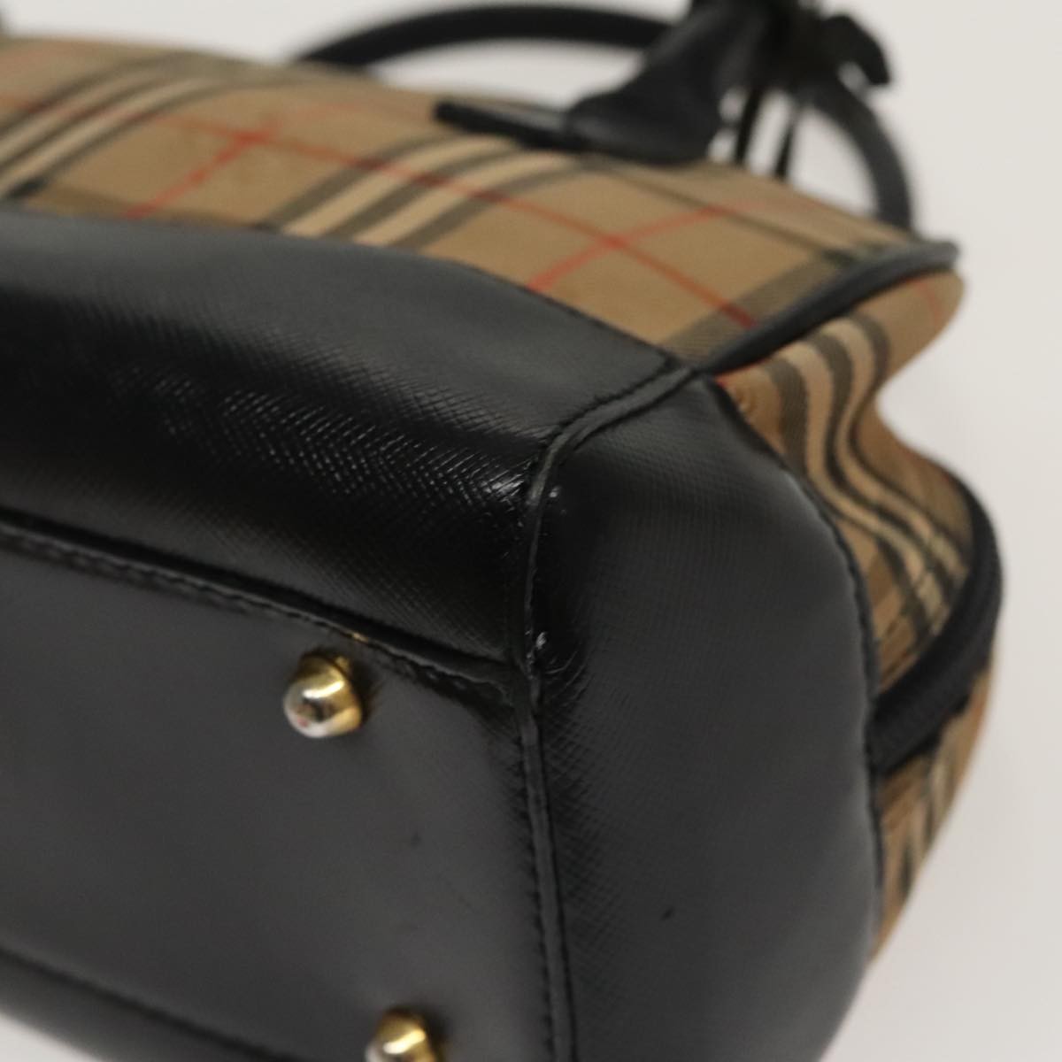 Burberry BURBERRY Nova Check Tote Bag Canvas Leather Beige Black Authentic 100692