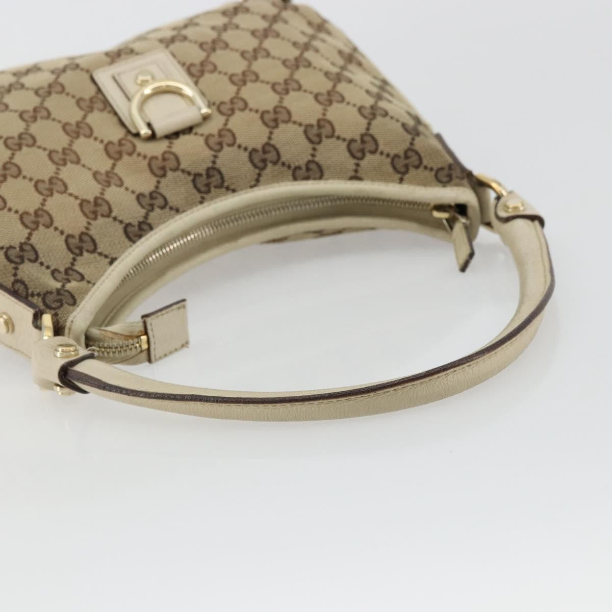 Gucci GUCCI GG Canvas Abbey Shoulder Bag Leather Beige Gold 130738 Authentic ka4349