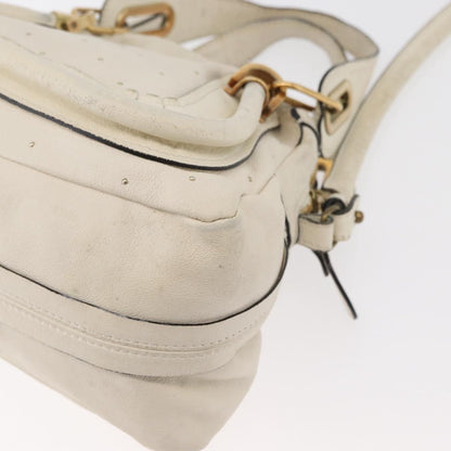 Chloé Chloé Chloe Paraty Hand Bag Leather 2way White Gold Authentic 177045