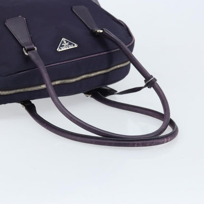 Prada PRADA Boston Bag Nylon Purple Silver Authentic ep13475