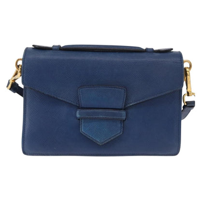 Prada PRADA Hand Bag Safiano leather 2way Blue Gold Authentic 163032
