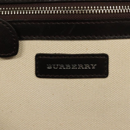 Burberry BURBERRY Tote Bag Canvas Leather White Silver Authentic bs28323