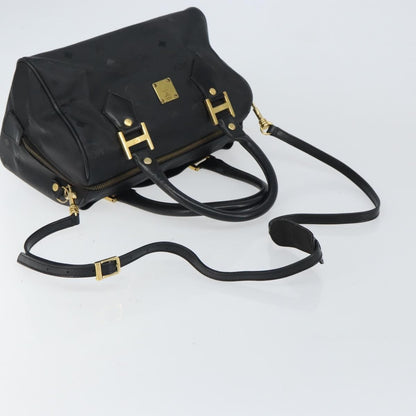 MCM MCM Vicetos Logogram Hand Bag PVC 2way Black Gold Authentic 160735