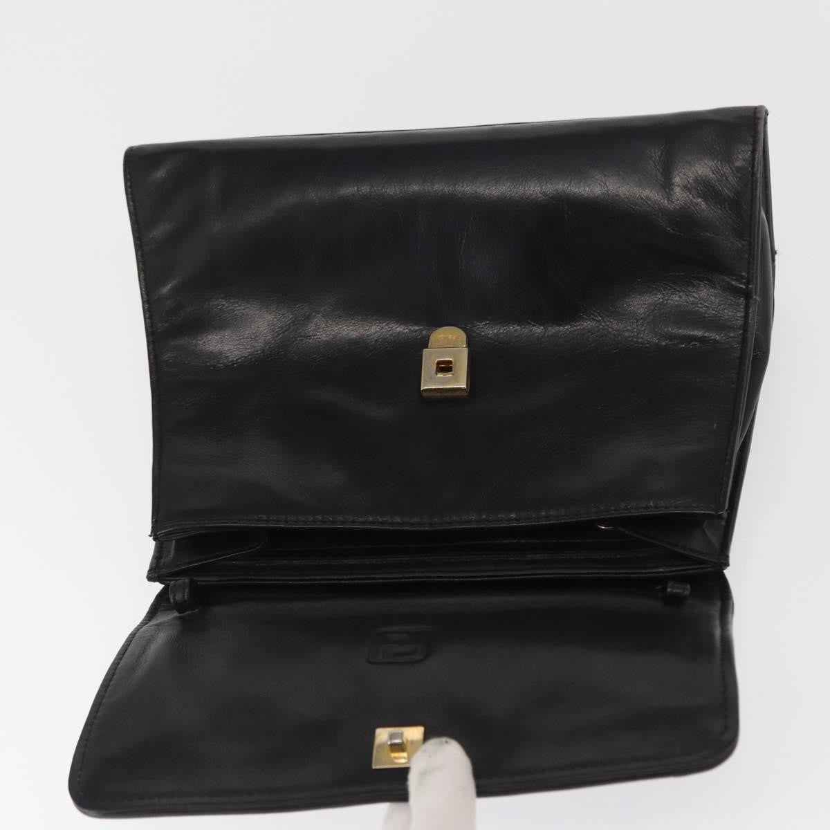 Fendi FENDI Hand Bag Leather Black Gold Authentic 169891