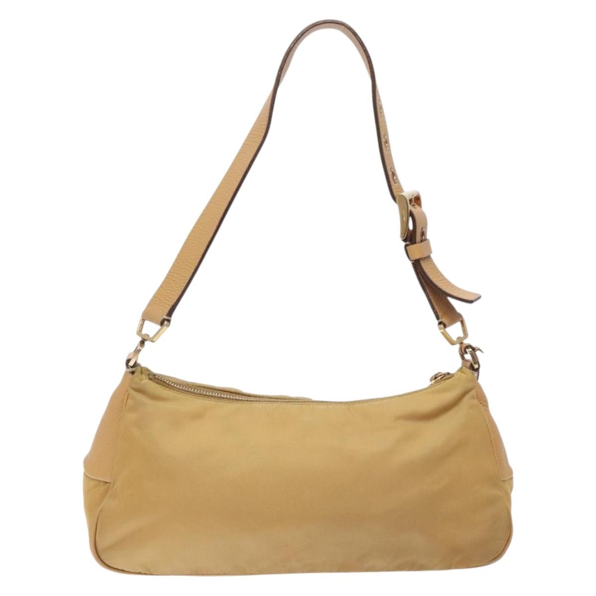 Prada PRADA Shoulder Bag Nylon Beige Gold Authentic 131423