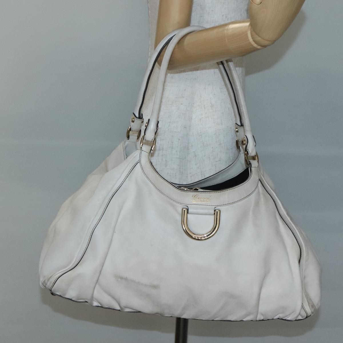 Gucci GUCCI Tote Bag Leather Ivory Gold 189835 Authentic 135191
