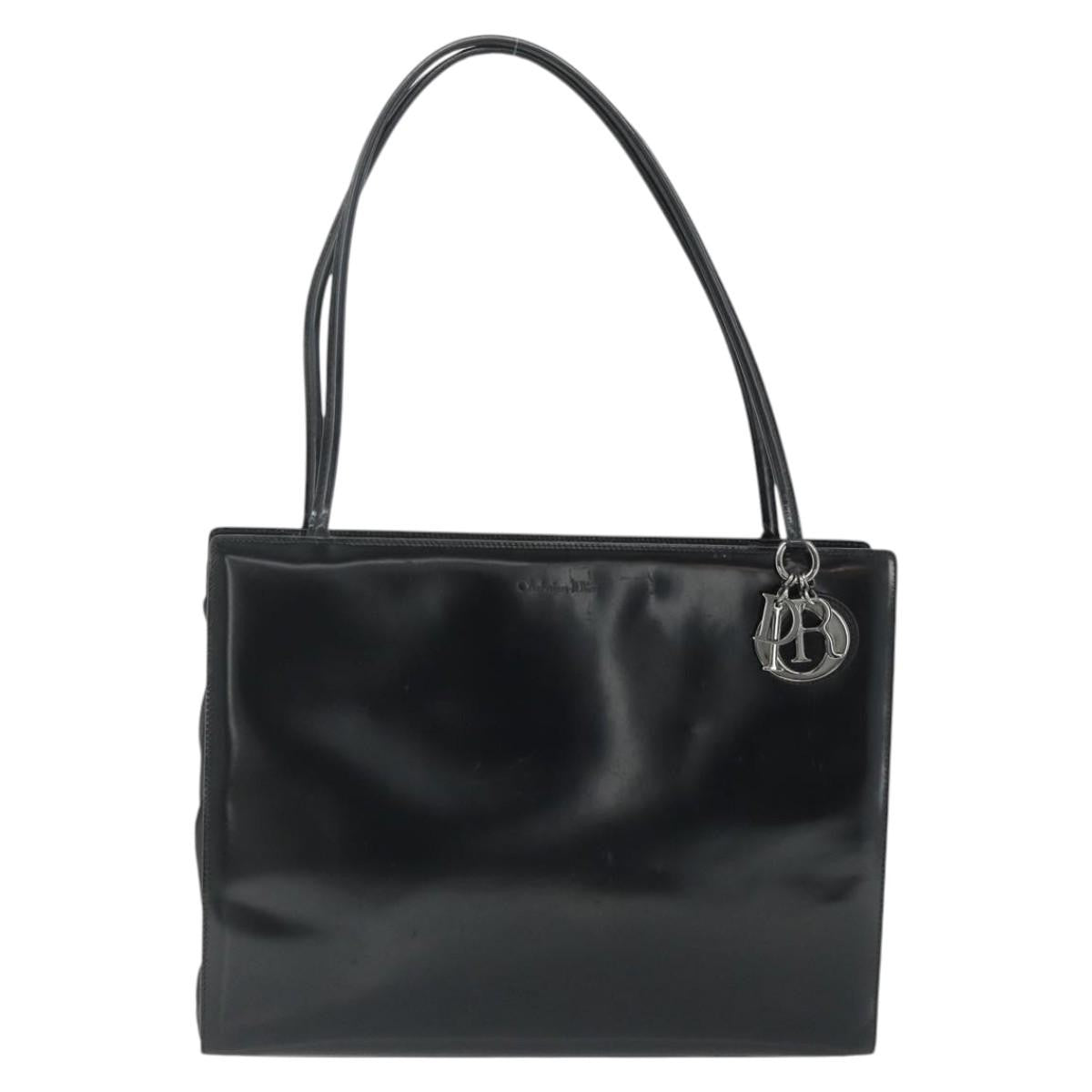 Dior Christian Dior Tote Bag Patent leather Black Silver Authentic 176564A