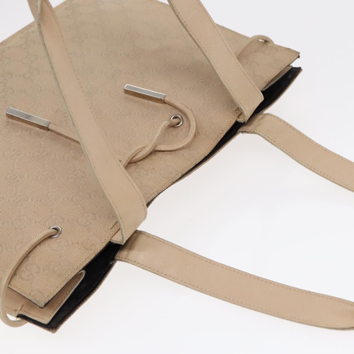 Gucci GUCCI GG Canvas Tote Bag Beige Silver 002 1053 Authentic 90509