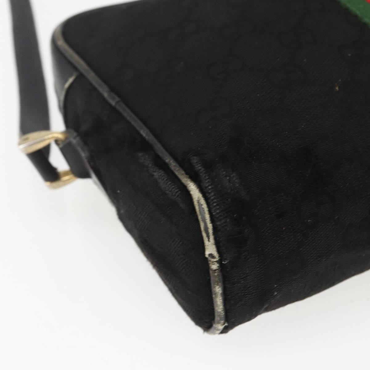 Gucci GUCCI GG Canvas Web Sherry Line Shoulder Bag Black Gold Authentic 158418