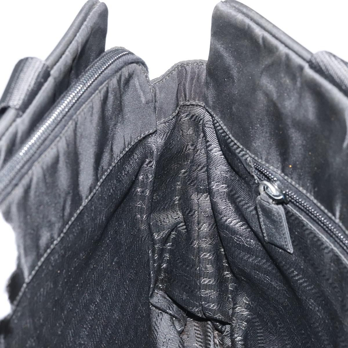 Prada PRADA Hand Bag Nylon Black Silver Authentic 175692