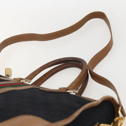 Gucci GUCCI Web Sherry Line GG Canvas Hand Bag 2way Black Gold Authentic gh1528