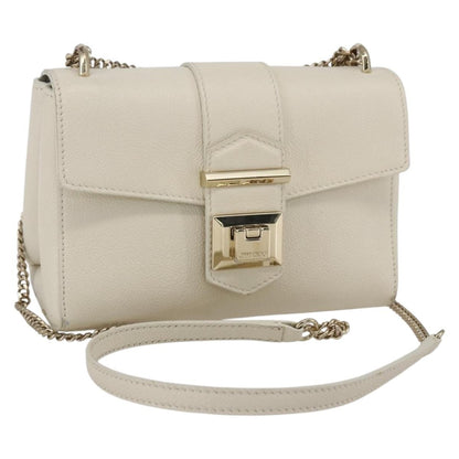 Jimmy Choo Jimmy Choo Chain Shoulder Bag Leather White Gold Authentic bs31956