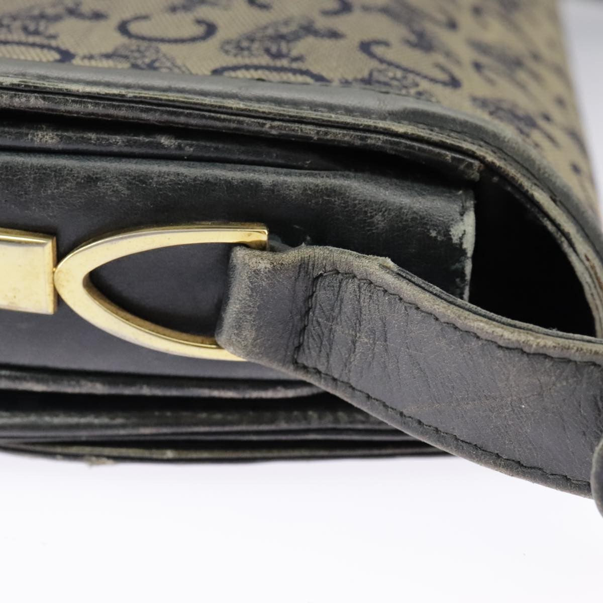Celine CELINE C Sulky Shoulder Bag Canvas Navy Beige Authentic 100162