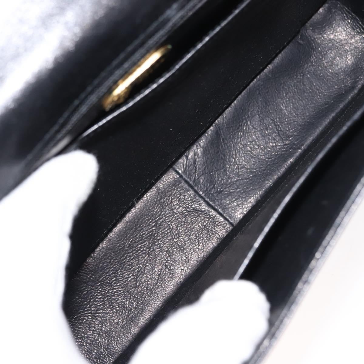Gucci GUCCI Hand Bag Leather Black Gold Authentic 149354