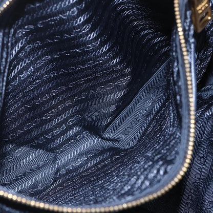 Prada PRADA Tote Bag Nylon Navy Gold Authentic 166304