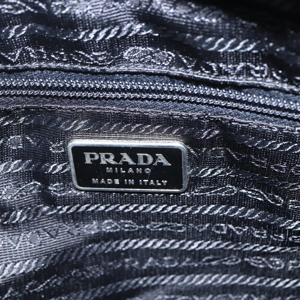 Prada PRADA Hand Bag Nylon Black Silver Authentic 153784
