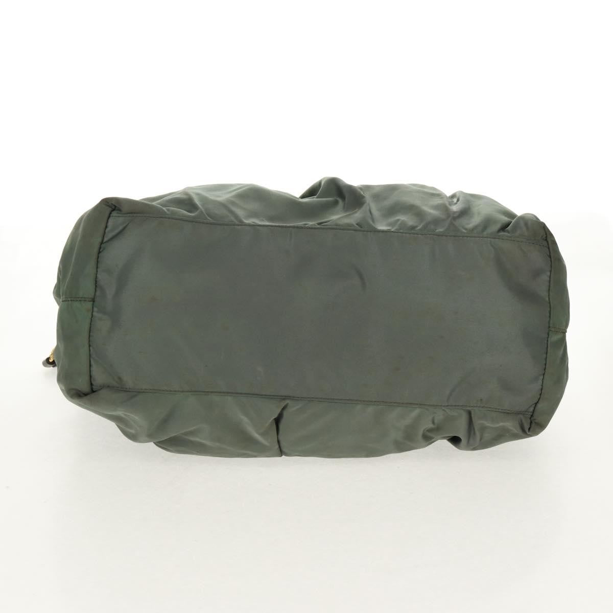 Prada PRADA Hand Bag Nylon 2way Green Gold Authentic 157145