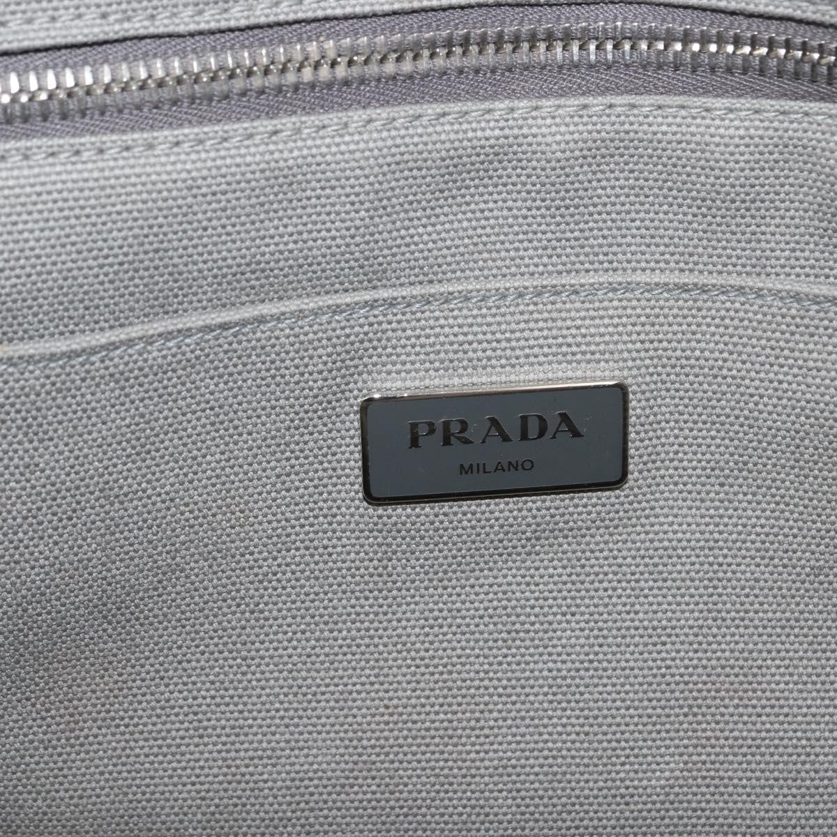 Prada PRADA Canapa MM Hand Bag Canvas Gray Silver Authentic hk3116