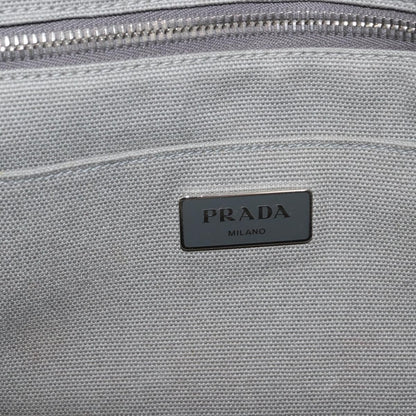 Prada PRADA Canapa MM Hand Bag Canvas Gray Silver Authentic hk3116