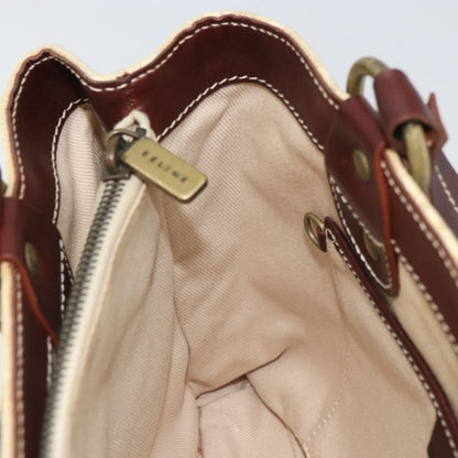 Celine CELINE Macadam Canvas Hand Bag Beige Gold Authentic 168626