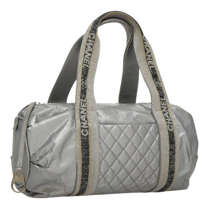 Chanel CHANEL Sports Hand Bag Coated Canvas Silver CC Authentic bs21669