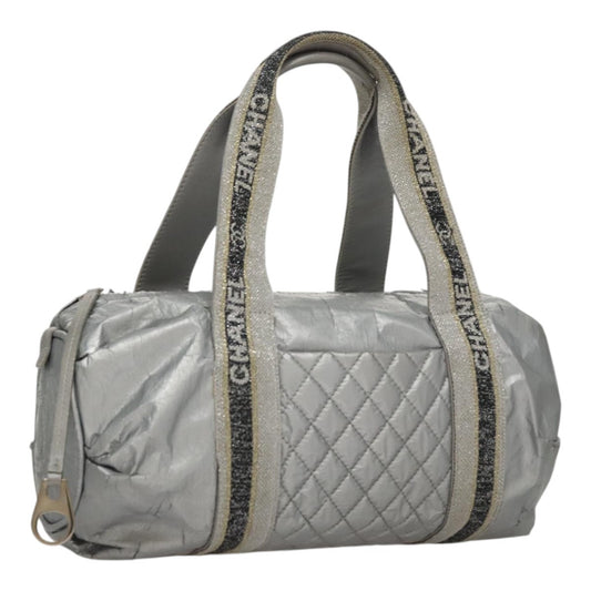 Chanel CHANEL Sports Hand Bag Coated Canvas Silver CC Authentic bs21669