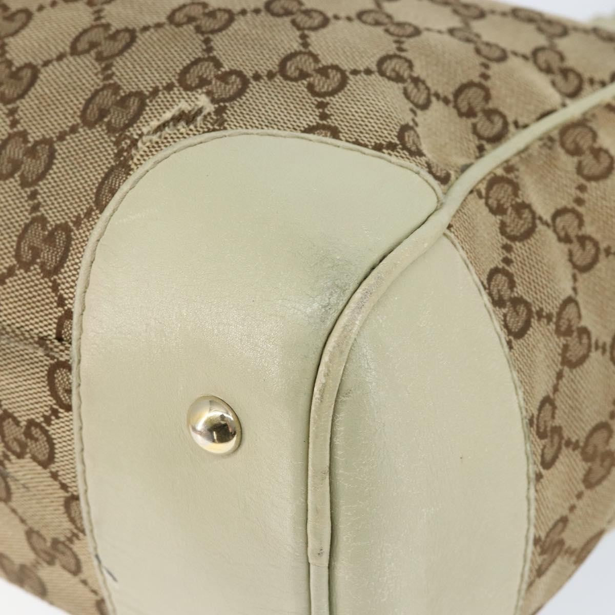 Gucci GUCCI GG Canvas Web Sherry Line Tote Bag Beige Gold 257061 Authentic gh1178
