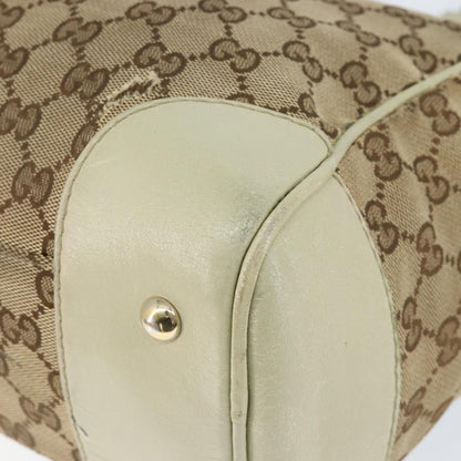 Gucci GUCCI GG Canvas Web Sherry Line Tote Bag Beige Gold 257061 Authentic gh1178