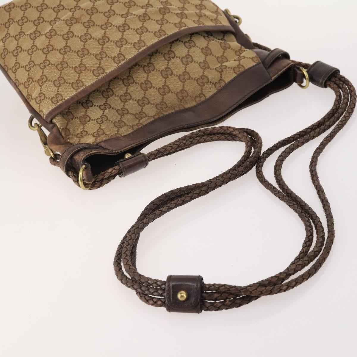 Gucci GUCCI GG Canvas Shoulder Bag 4 Set Black Beige Authentic 178854
