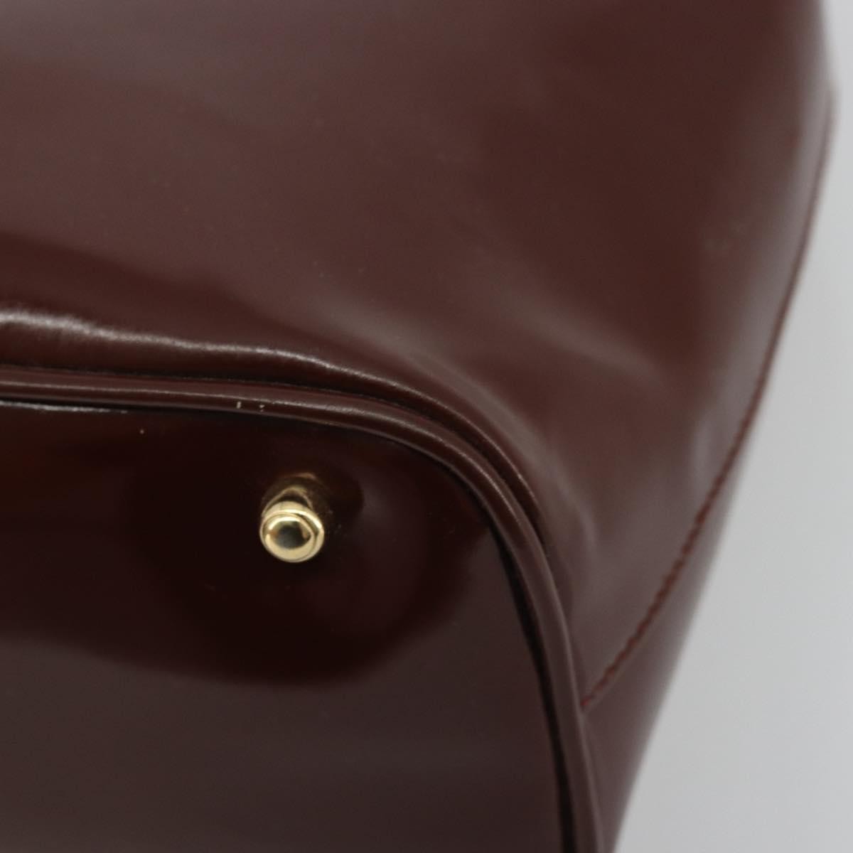 Gucci GUCCI Bamboo Hand Bag Patent leather Brown Gold 000 781 0295 Authentic 175307