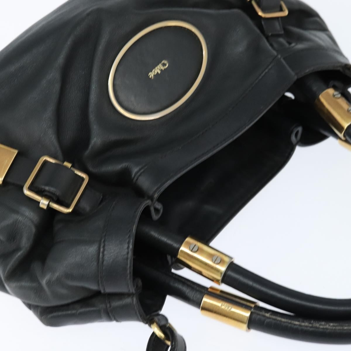 Chloé Chloé Chloe Victoria Hand Bag Leather 2way Black Gold Authentic am9563