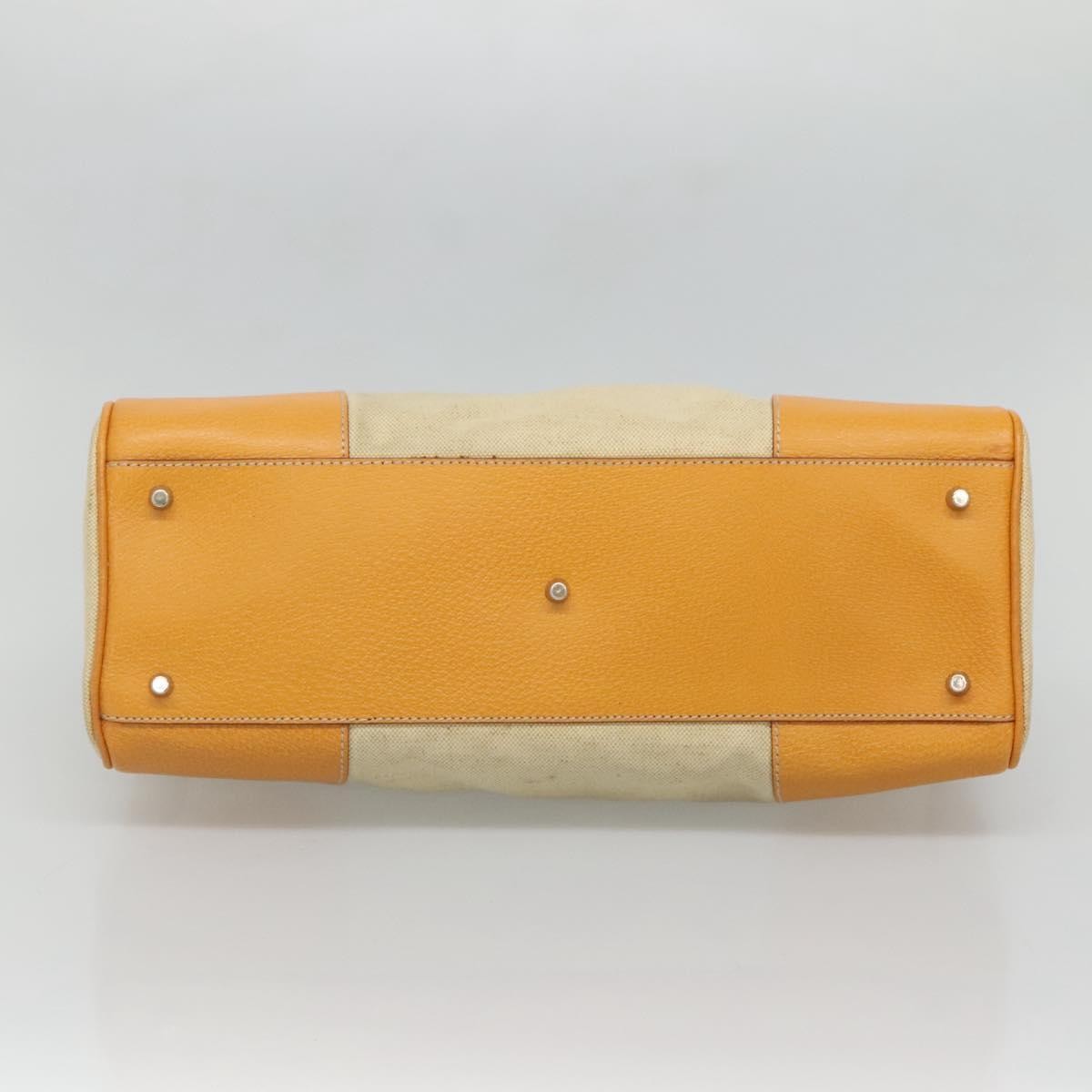 Prada PRADA Hand Bag Canvas Beige Silver Authentic 127392