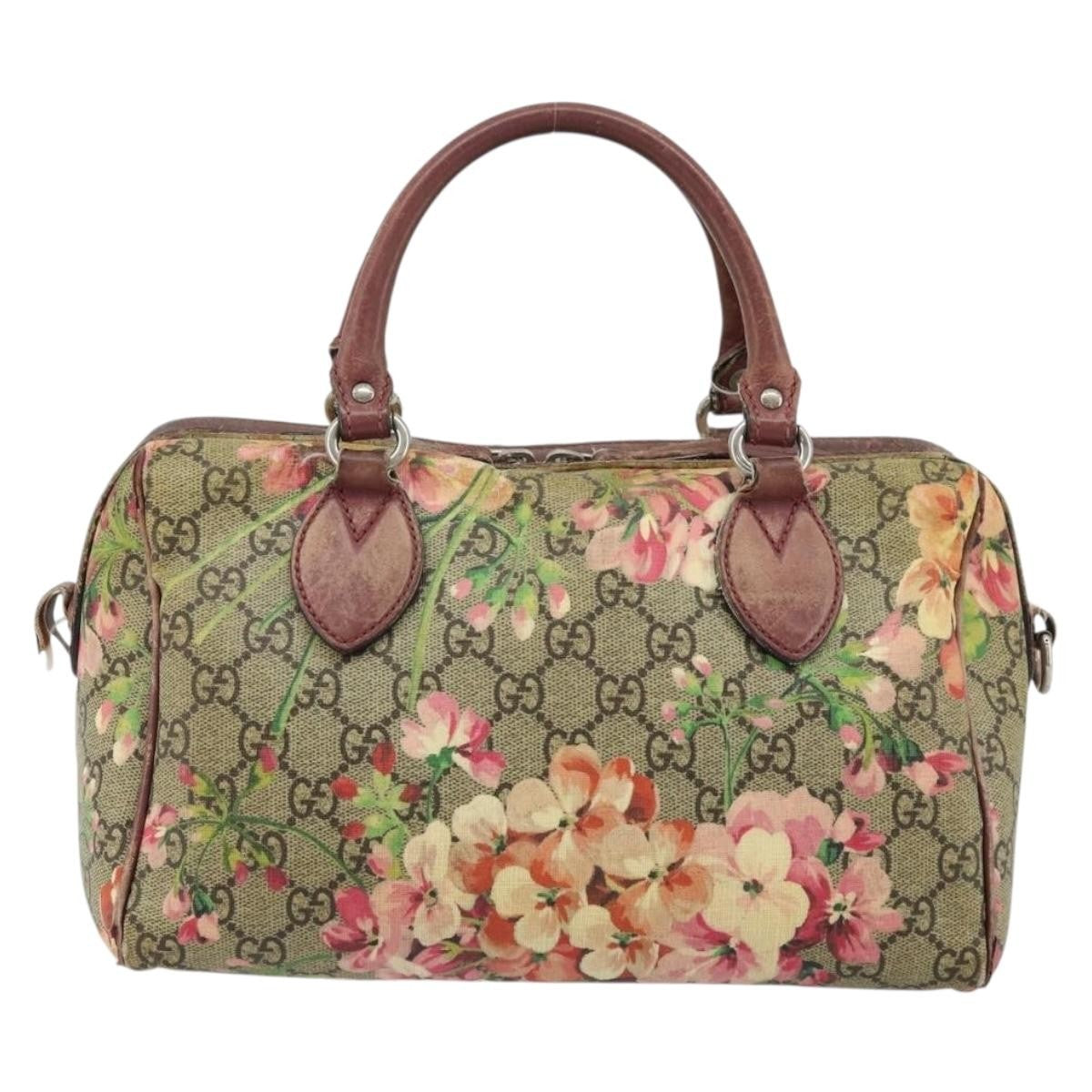 Gucci GUCCI GG Supreme Boston Bag PVC Beige Silver 409529 Authentic ep14278