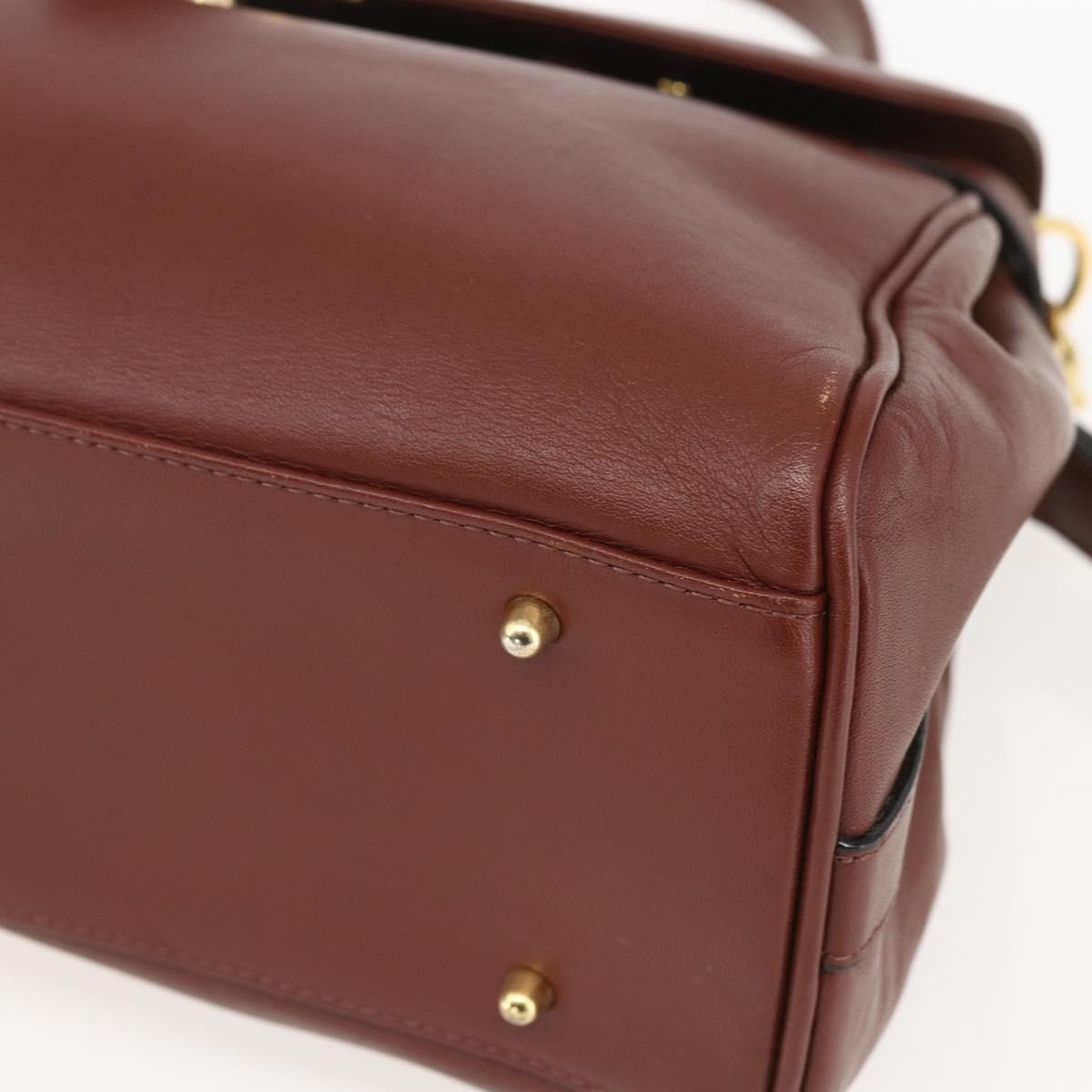 Valentino VALENTINO Hand Bag Leather 2way Brown Gold Authentic hk3311