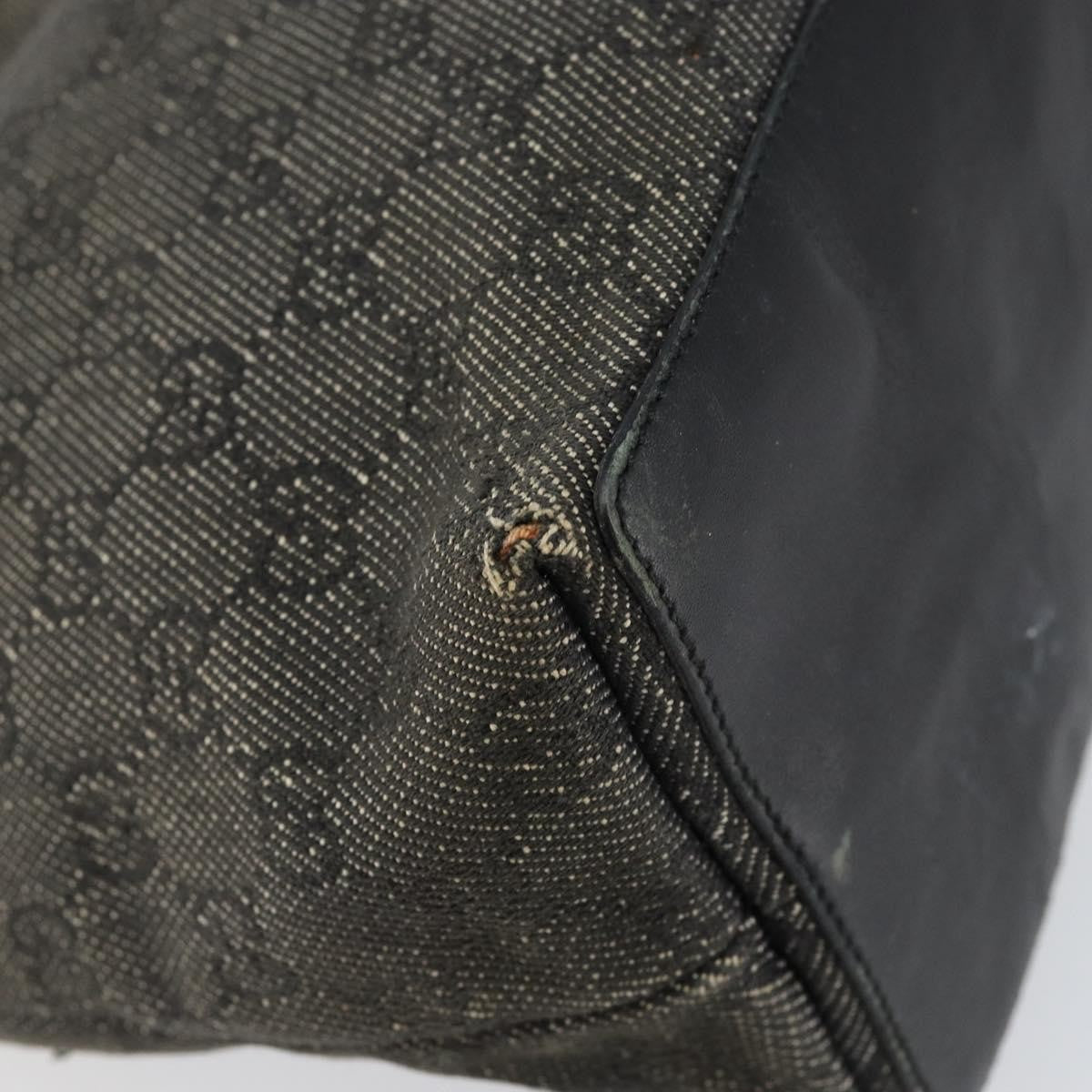Gucci GUCCI GG Canvas Tote Bag Black Silver 36173 1705 Authentic 154445