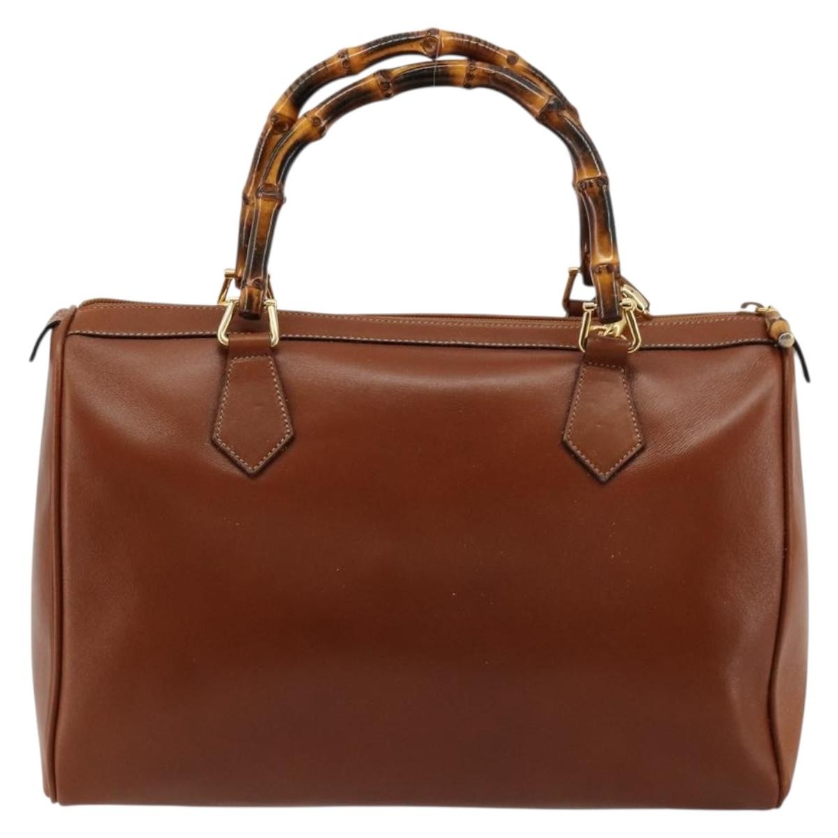 Gucci GUCCI Bamboo Hand Bag Leather 2way Brown Gold 000 122 0293 Authentic 181101