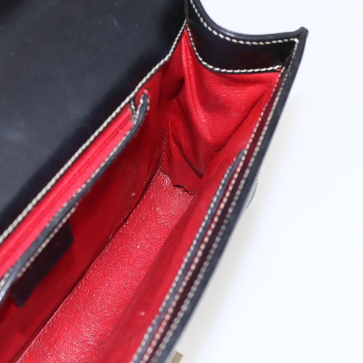 Gucci GUCCI Shoulder Bag Leather Black Gold 001 4214 Authentic 148566