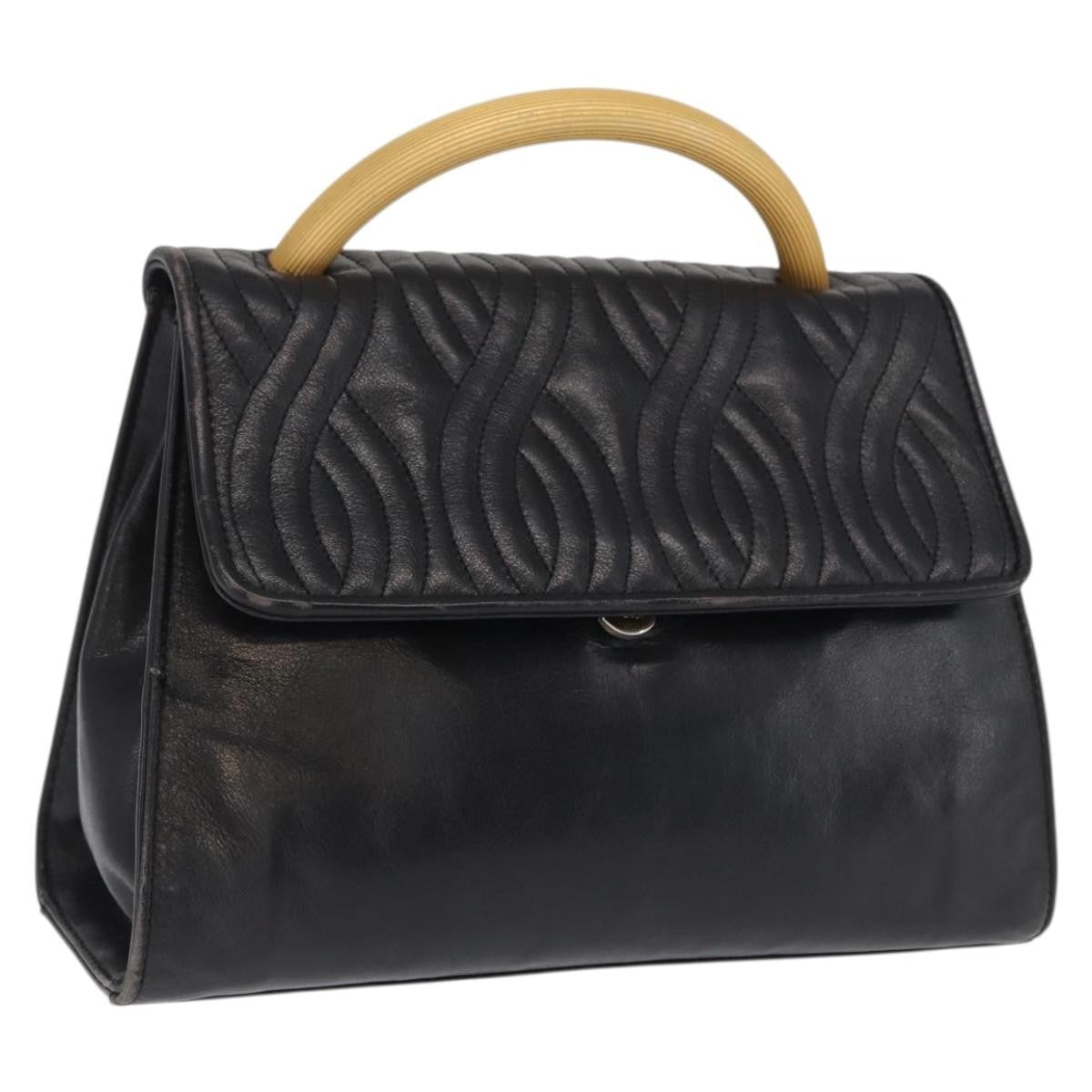 Fendi FENDI Hand Bag Leather Black Gold Authentic 169891