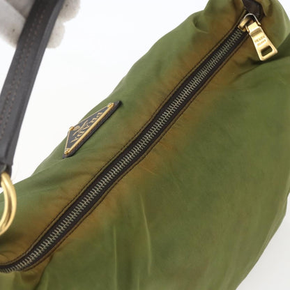 Prada PRADA Shoulder Bag Nylon Leather Khaki Gold Authentic 165173