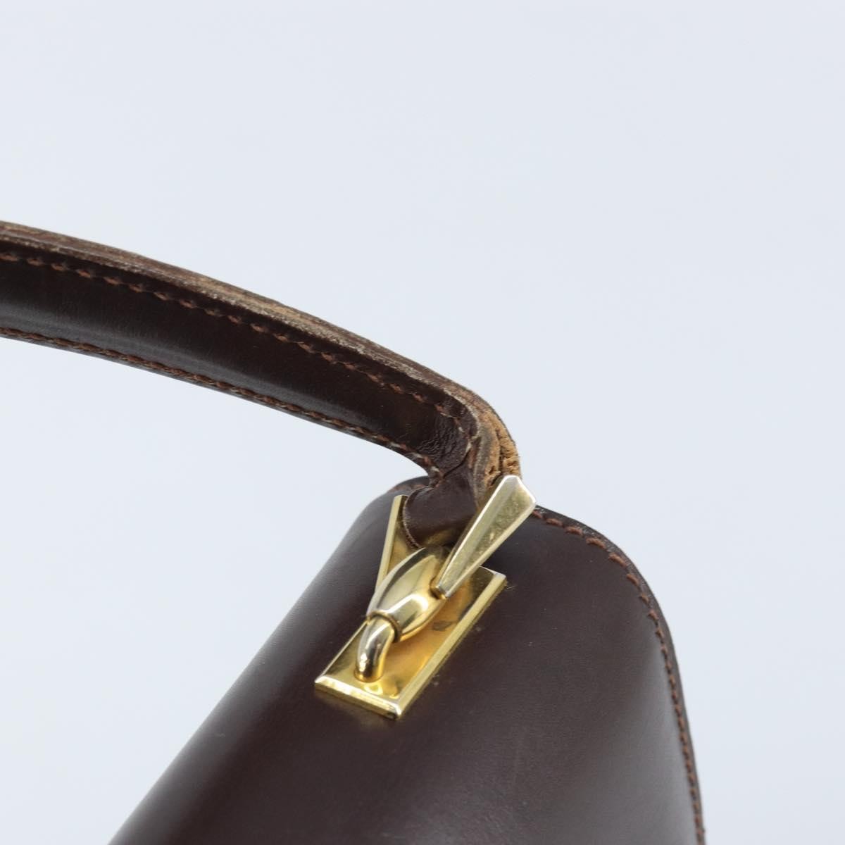 Gucci GUCCI Hand Bag Leather Brown Gold Authentic BAZ167