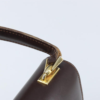 Gucci GUCCI Hand Bag Leather Brown Gold Authentic BAZ167