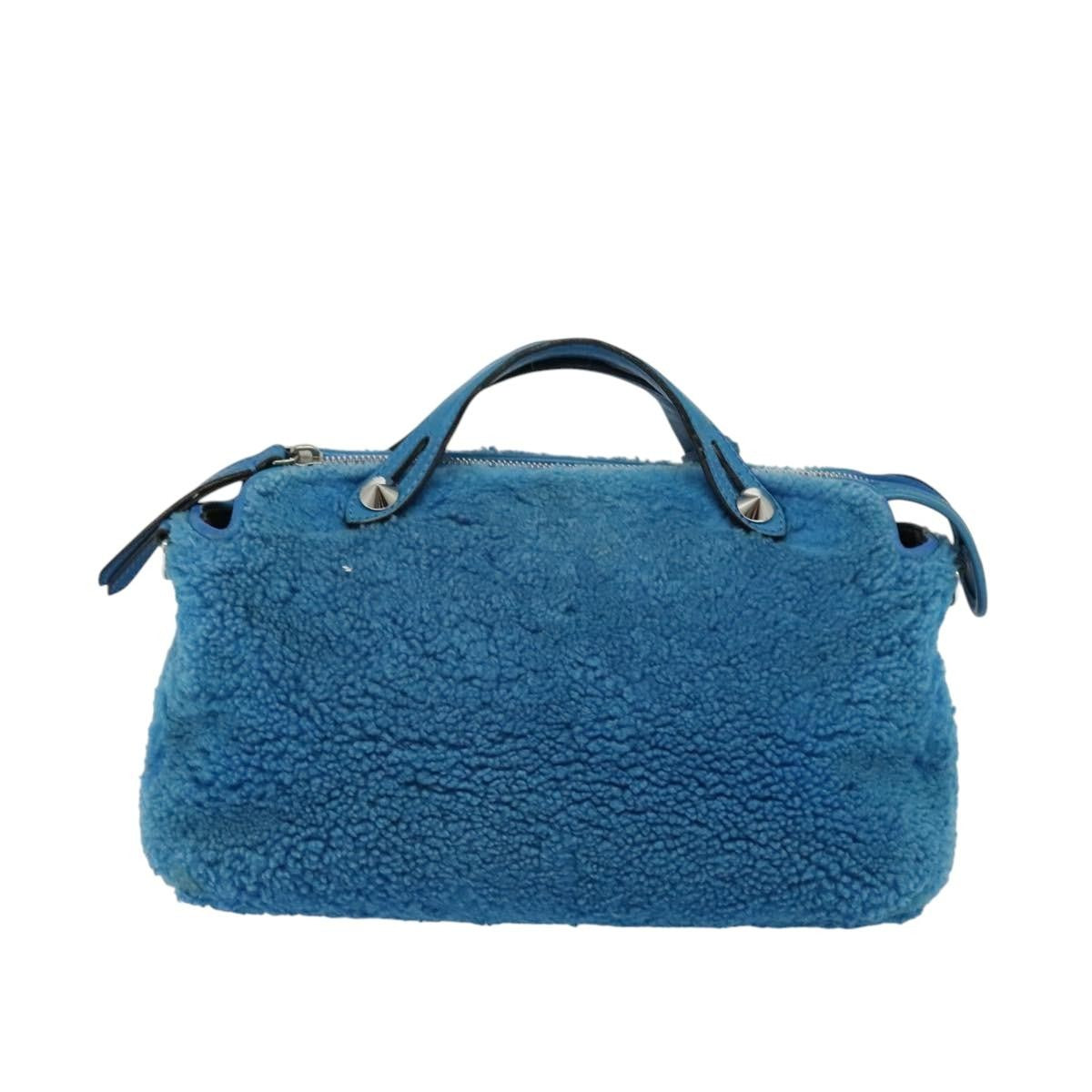 Fendi FENDI Hand Bag Mouton 2way Blue Silver Authentic 126111