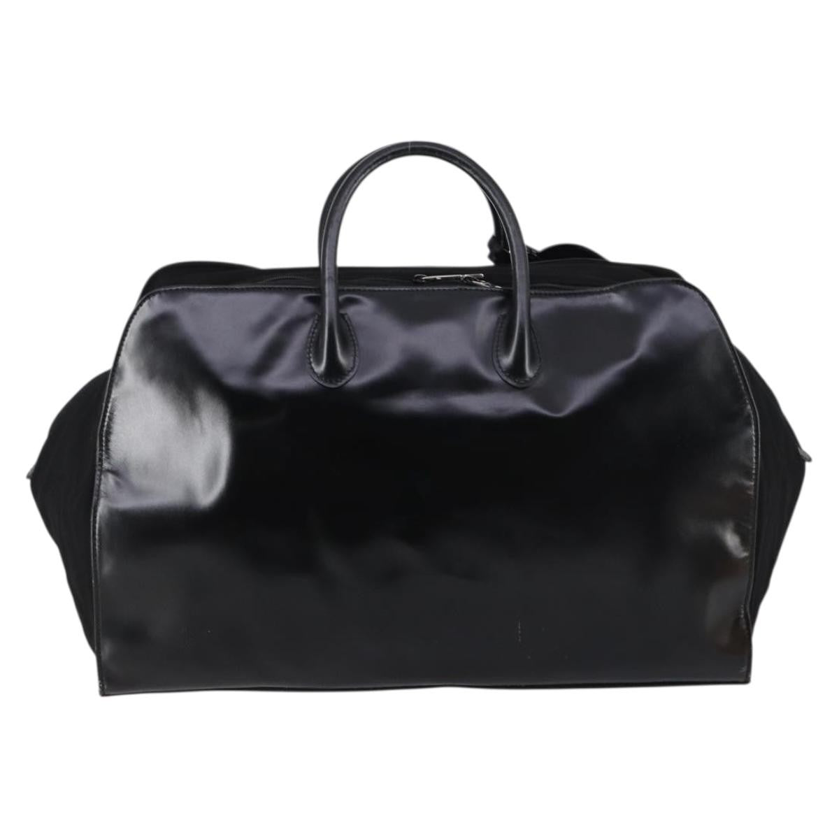 Gucci GUCCI Boston Bag Nylon Leather Black Silver 012 1553 0269 Authentic ti3430