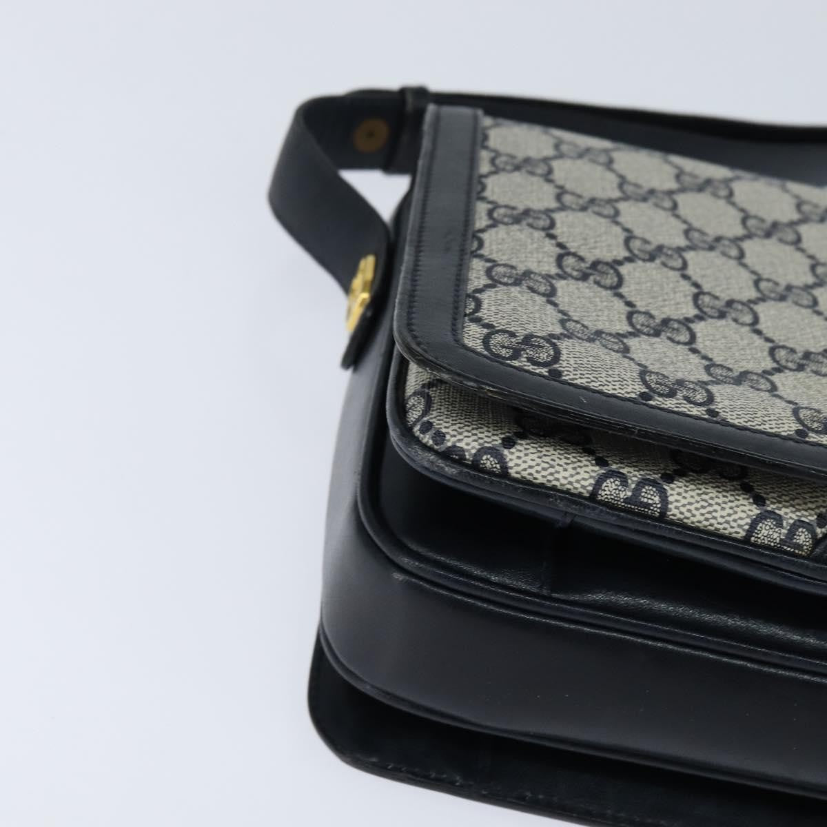 Gucci GUCCI GG Supreme Shoulder Bag PVC Navy Gold Authentic 147854