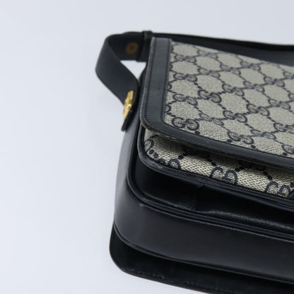 Gucci GUCCI GG Supreme Shoulder Bag PVC Navy Gold Authentic 147854