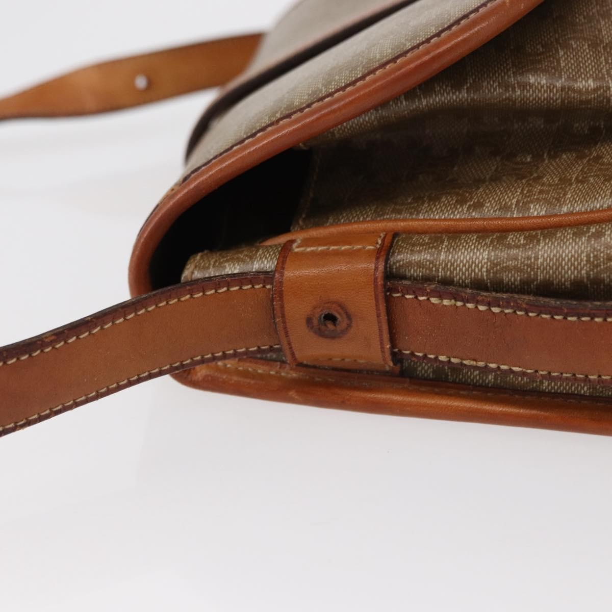 Celine CELINE Macadam Canvas Shoulder Bag PVC Beige Gold Authentic ka119