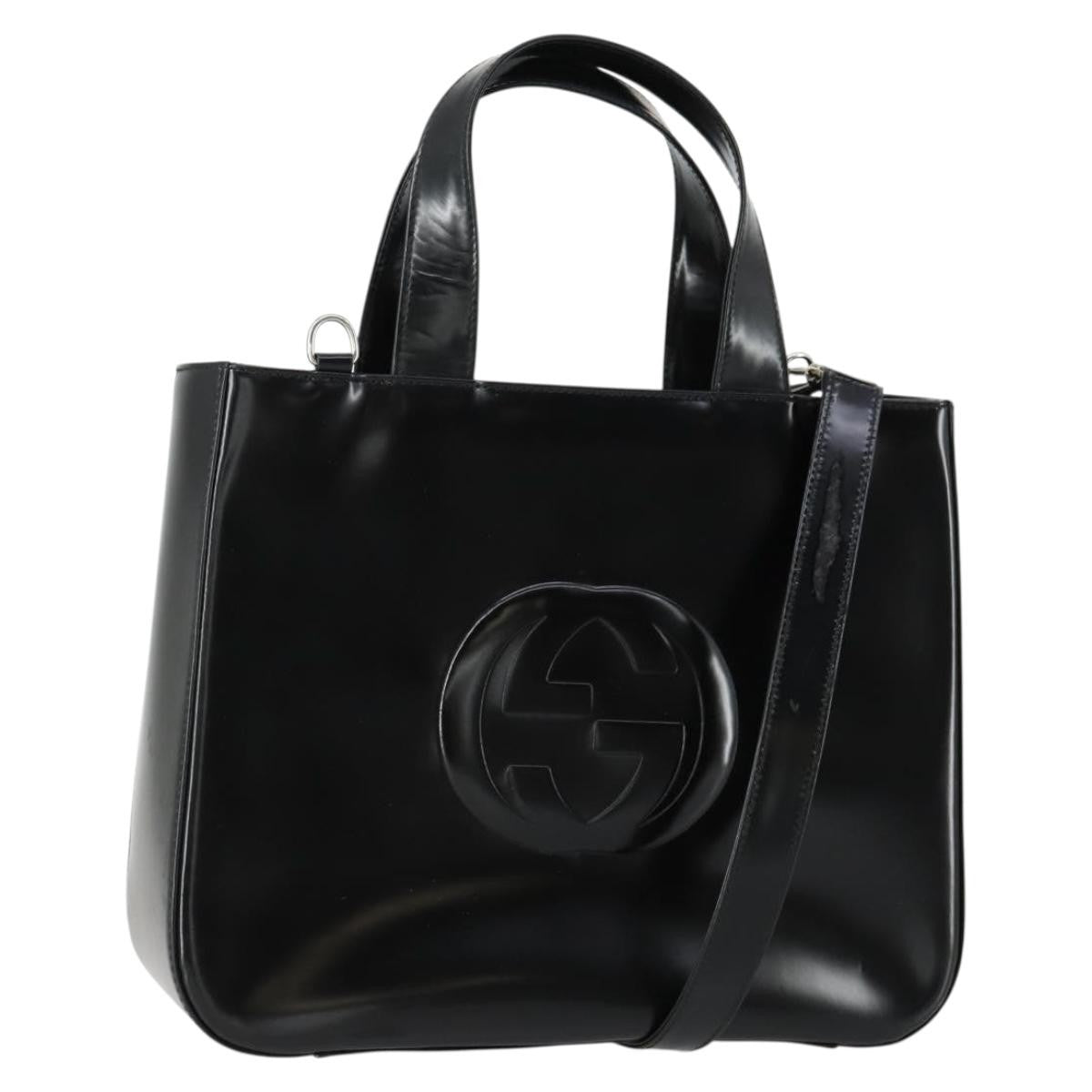 Gucci GUCCI Hand Bag Patent leather 2way Black Silver 000 2058 0504 5 Authentic 155470
